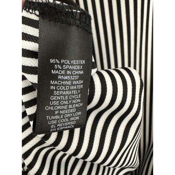 Womens Mlle Gabrielle Black White Striped 3/4 Sleeve Knee Length Dress 3x NWT - Picture 5 of 6
